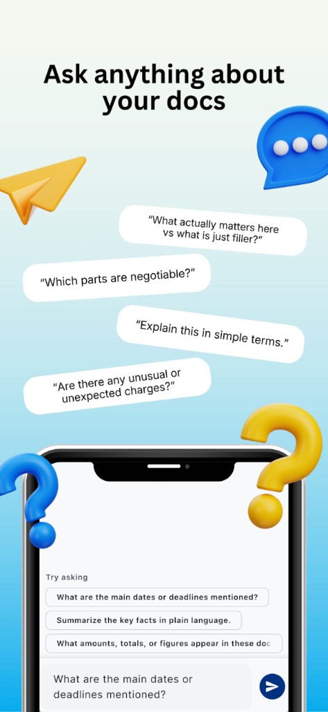 DocsAI AI chat asking questions about a document