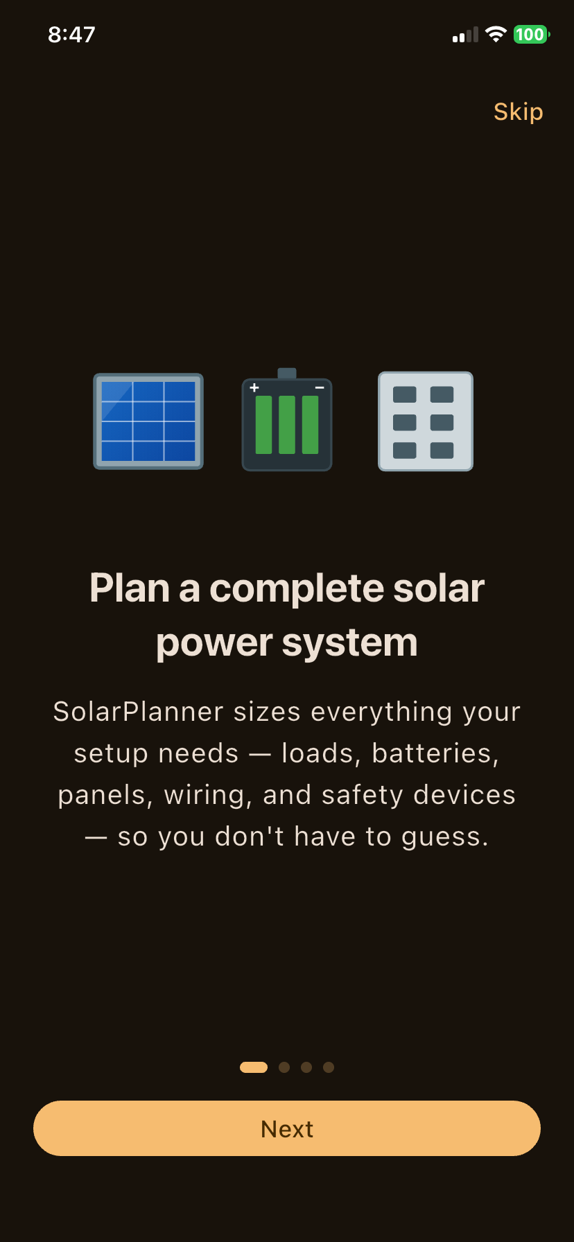 Welcome Screen — Solar System Planning