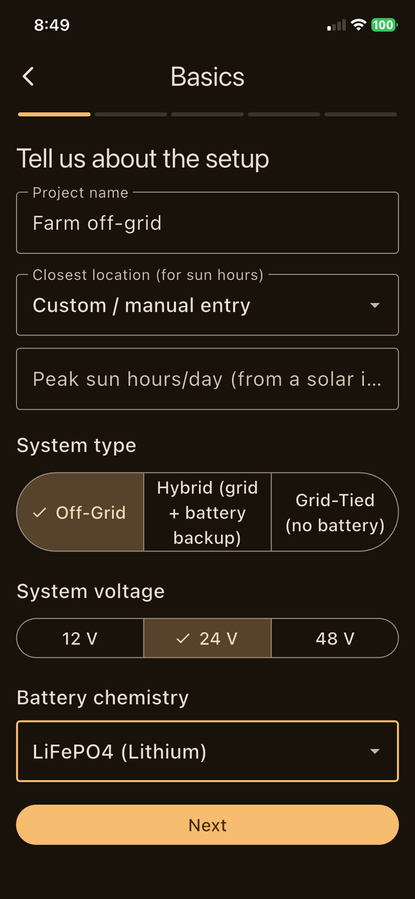 SolarPlanner — Basics Setup Wizard